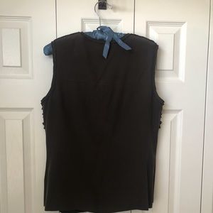 Silk blouse chocolate brown ruffled front